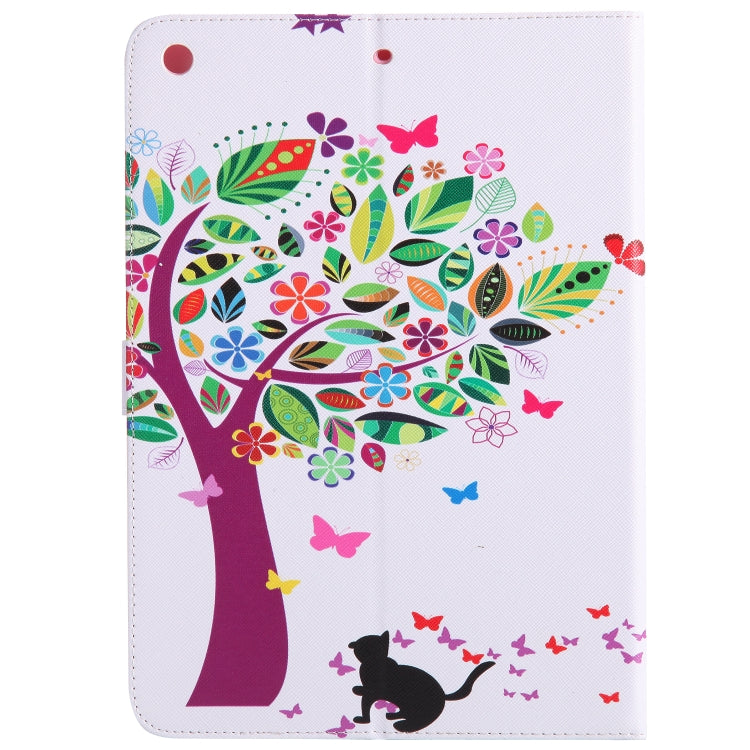 Colored Drawing Pattern Horizontal Flip PU Leather Case with Holder & Card Slots & Wallet & Sleep / Wake-up Function(Cat and Tree) - iPad 9.7 (2018) & (2017) Cases by buy2fix | Online Shopping UK | buy2fix