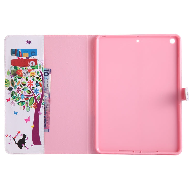 Colored Drawing Pattern Horizontal Flip PU Leather Case with Holder & Card Slots & Wallet & Sleep / Wake-up Function(Cat and Tree) - iPad 9.7 (2018) & (2017) Cases by buy2fix | Online Shopping UK | buy2fix