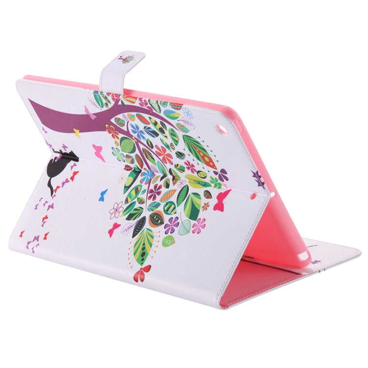 Colored Drawing Pattern Horizontal Flip PU Leather Case with Holder & Card Slots & Wallet & Sleep / Wake-up Function(Cat and Tree) - iPad 9.7 (2018) & (2017) Cases by buy2fix | Online Shopping UK | buy2fix