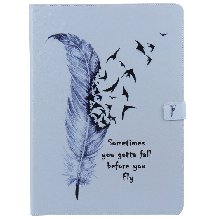 For iPad Pro 12.9 2018 Colored Drawing Pattern Horizontal Flip PU Leather Case with Holder & Card Slots & Wallet & Sleep / Wake-up Function(Feather) - More iPad Cases by buy2fix | Online Shopping UK | buy2fix
