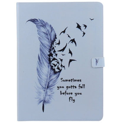 For iPad Pro 12.9 2018 Colored Drawing Pattern Horizontal Flip PU Leather Case with Holder & Card Slots & Wallet & Sleep / Wake-up Function(Feather) - More iPad Cases by buy2fix | Online Shopping UK | buy2fix