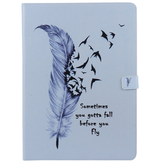 For iPad Pro 12.9 2018 Colored Drawing Pattern Horizontal Flip PU Leather Case with Holder & Card Slots & Wallet & Sleep / Wake-up Function(Feather) - More iPad Cases by buy2fix | Online Shopping UK | buy2fix