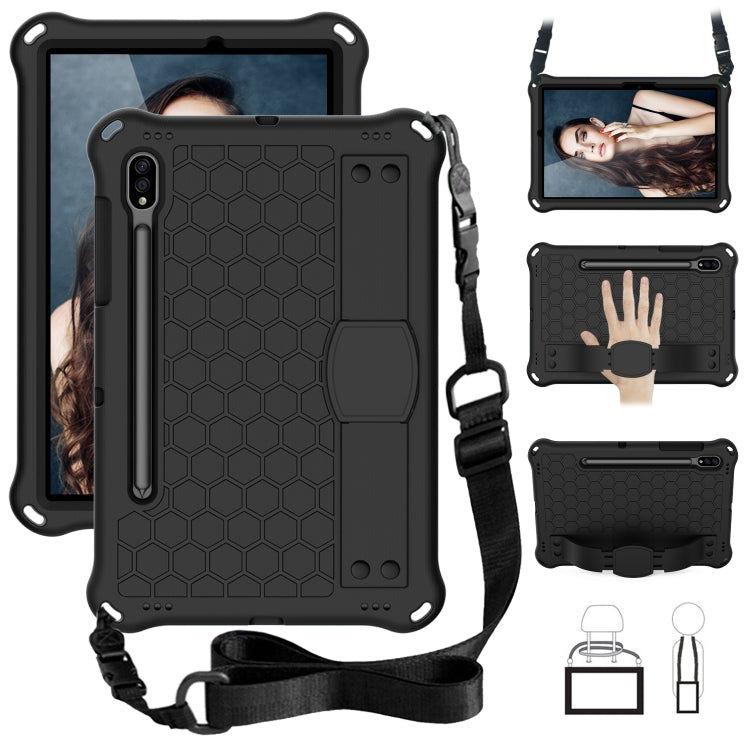 For Samsung Galaxy Tab S8 / Tab S7 Honeycomb Design EVA + PC Tablet Case with Strap(Black) by buy2fix