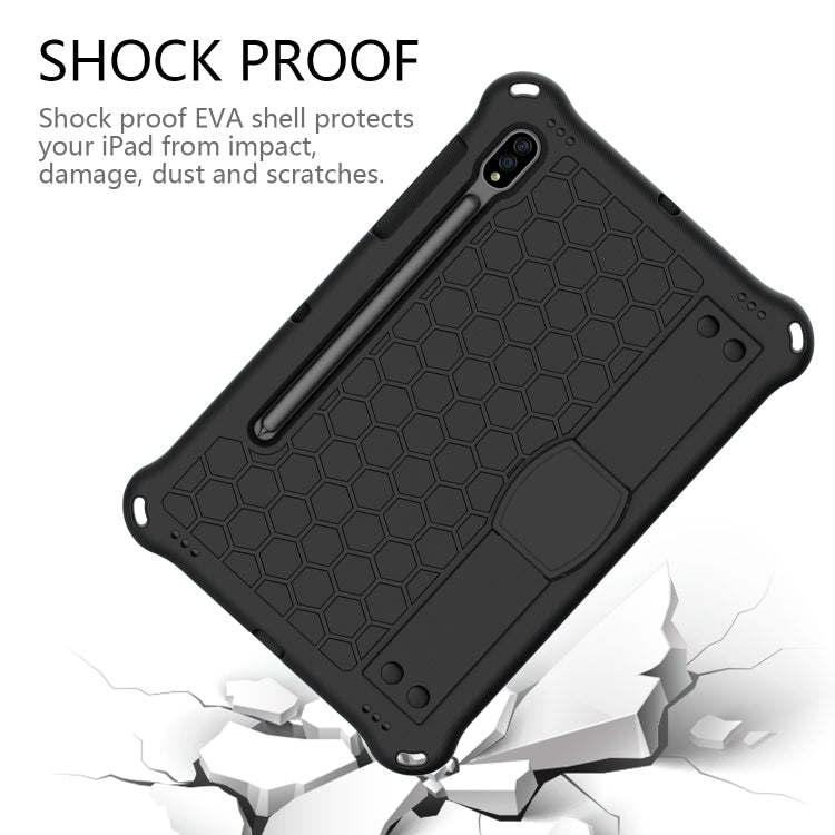 For Samsung Galaxy Tab S8 / Tab S7 Honeycomb Design EVA + PC Tablet Case with Strap(Black) by buy2fix