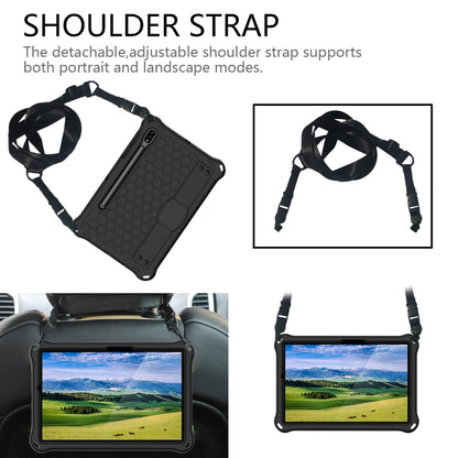 For Samsung Galaxy Tab S8 / Tab S7 Honeycomb Design EVA + PC Tablet Case with Strap(Black) by buy2fix