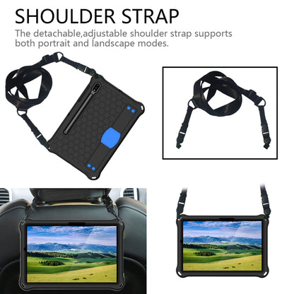 For Samsung Galaxy Tab S8 / Tab S7 Honeycomb Design EVA + PC Tablet Case with Strap(Black+Blue) by buy2fix