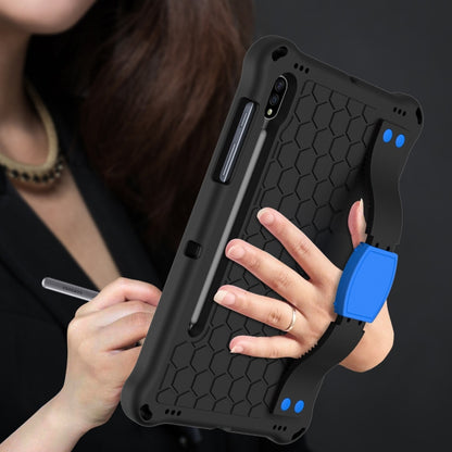 For Samsung Galaxy Tab S8 / Tab S7 Honeycomb Design EVA + PC Tablet Case with Strap(Black+Blue) by buy2fix
