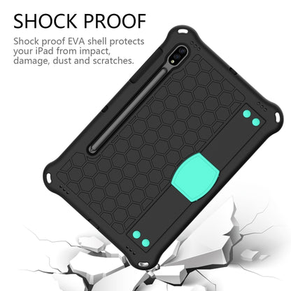 For Samsung Galaxy Tab S8 / Tab S7 Honeycomb Design EVA + PC Tablet Case with Strap(Black+Mint Green) by buy2fix