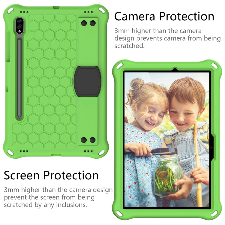 For Samsung Galaxy Tab S8 / Tab S7 Honeycomb Design EVA + PC Tablet Case with Strap(Green+Black) by buy2fix