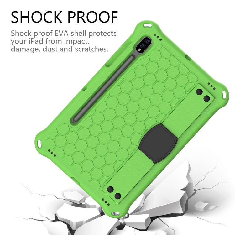 For Samsung Galaxy Tab S8 / Tab S7 Honeycomb Design EVA + PC Tablet Case with Strap(Green+Black) by buy2fix