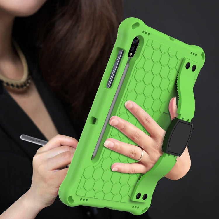 For Samsung Galaxy Tab S8 / Tab S7 Honeycomb Design EVA + PC Tablet Case with Strap(Green+Black) by buy2fix