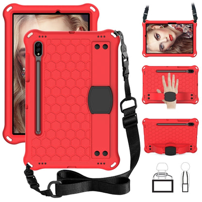 For Samsung Galaxy Tab S8 / Tab S7 Honeycomb Design EVA + PC Tablet Case with Strap(Red+Black) by buy2fix