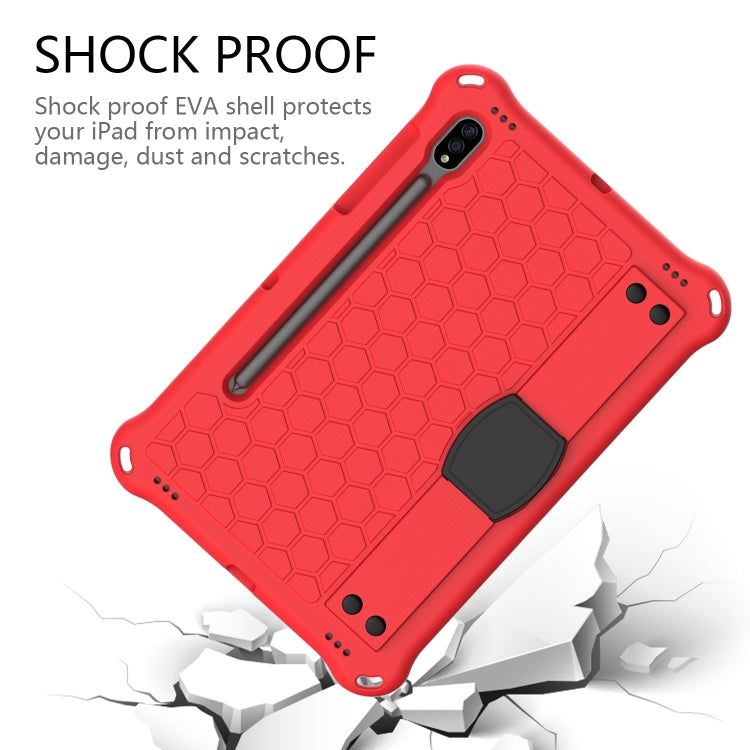 For Samsung Galaxy Tab S8 / Tab S7 Honeycomb Design EVA + PC Tablet Case with Strap(Red+Black) by buy2fix