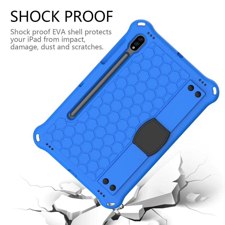 For Samsung Galaxy Tab S8 / Tab S7 Honeycomb Design EVA + PC Tablet Case with Strap(Blue+Black) by buy2fix