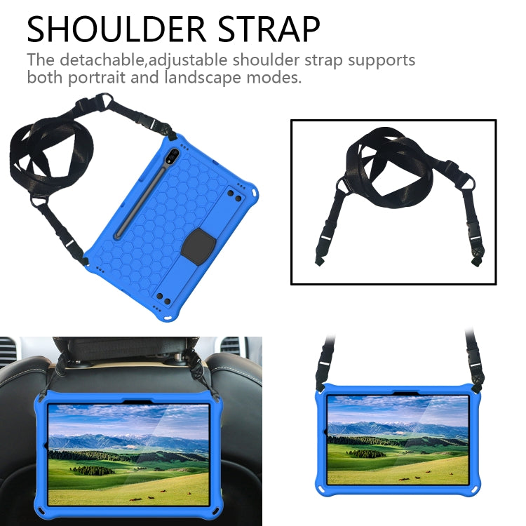 For Samsung Galaxy Tab S8 / Tab S7 Honeycomb Design EVA + PC Tablet Case with Strap(Blue+Black) by buy2fix