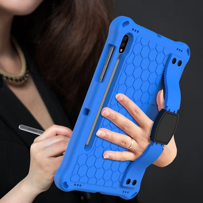 For Samsung Galaxy Tab S8 / Tab S7 Honeycomb Design EVA + PC Tablet Case with Strap(Blue+Black) by buy2fix