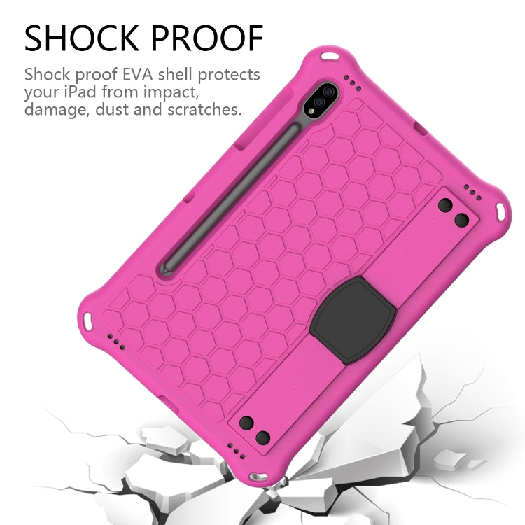 For Samsung Galaxy Tab S8 / Tab S7 Honeycomb Design EVA + PC Tablet Case with Strap(Rose Red+Black) by buy2fix
