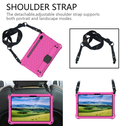 For Samsung Galaxy Tab S8 / Tab S7 Honeycomb Design EVA + PC Tablet Case with Strap(Rose Red+Black) by buy2fix