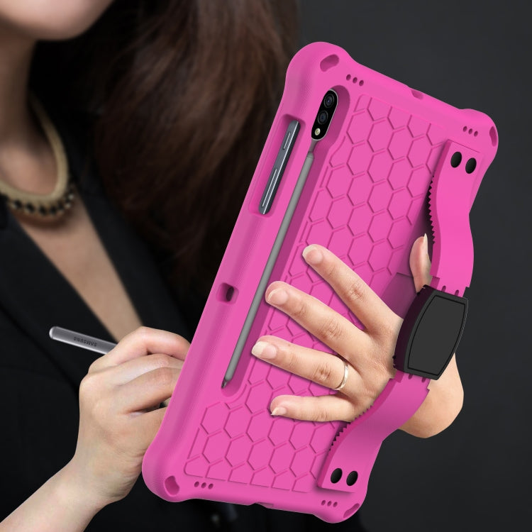 For Samsung Galaxy Tab S8 / Tab S7 Honeycomb Design EVA + PC Tablet Case with Strap(Rose Red+Black) by buy2fix