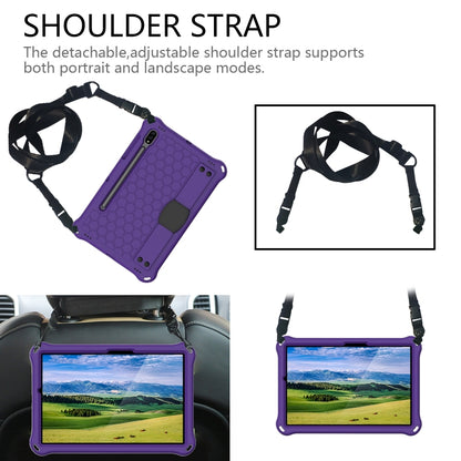 For Samsung Galaxy Tab S8 / Tab S7 Honeycomb Design EVA + PC Tablet Case with Strap(Purple+Black) by buy2fix