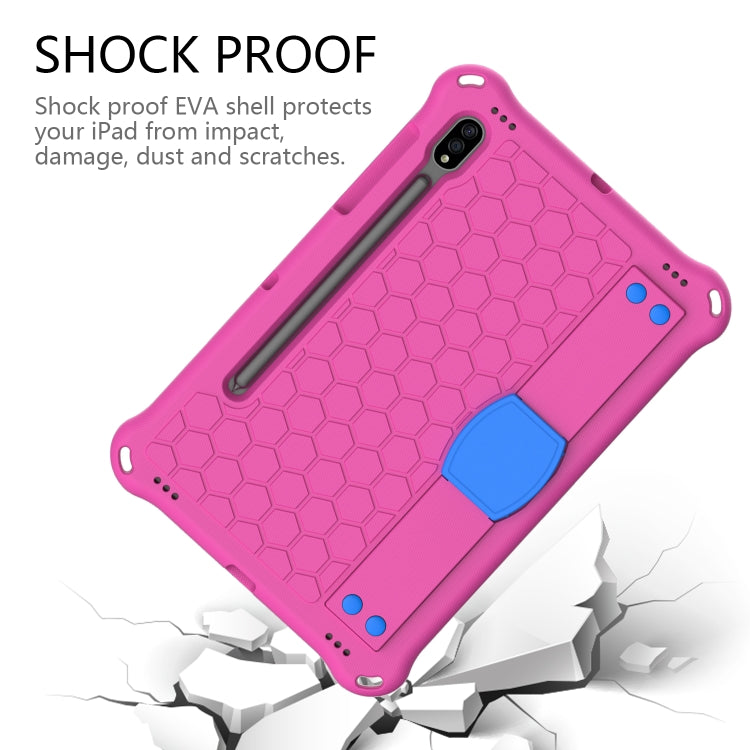 For Samsung Galaxy Tab S8 / Tab S7 Honeycomb Design EVA + PC Tablet Case with Strap(Rose Red+Blue) by buy2fix