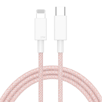 27W PD USB-C / Type-C to 8 Pin Fast Charging Braided Data Cable, Cable Length: 1m(Pink) - 2 in 1 Cable by buy2fix | Online Shopping UK | buy2fix