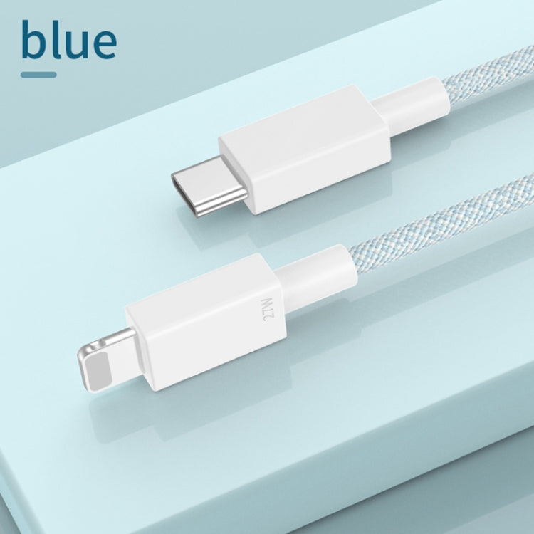 27W PD USB-C / Type-C to 8 Pin Fast Charging Braided Data Cable, Cable Length: 1m(Blue) - 2 in 1 Cable by buy2fix | Online Shopping UK | buy2fix