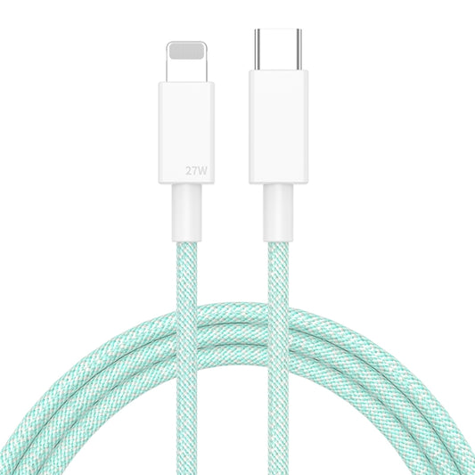 27W PD USB-C / Type-C to 8 Pin Fast Charging Braided Data Cable, Cable Length: 1m(Green) - 2 in 1 Cable by buy2fix | Online Shopping UK | buy2fix