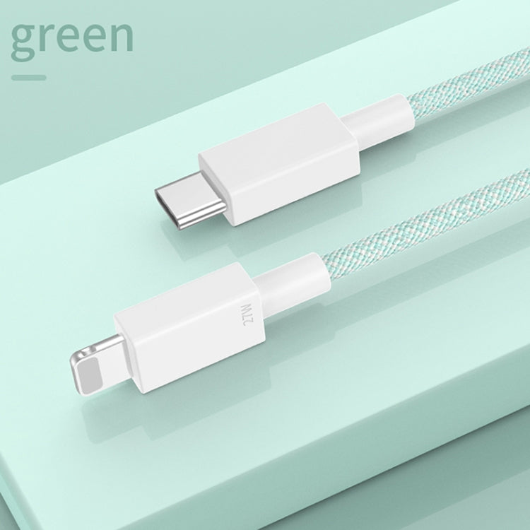 27W PD USB-C / Type-C to 8 Pin Fast Charging Braided Data Cable, Cable Length: 1m(Green) - 2 in 1 Cable by buy2fix | Online Shopping UK | buy2fix