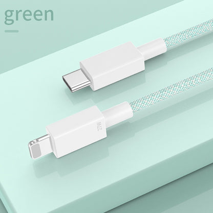 27W PD USB-C / Type-C to 8 Pin Fast Charging Braided Data Cable, Cable Length: 1m(Green) - 2 in 1 Cable by buy2fix | Online Shopping UK | buy2fix