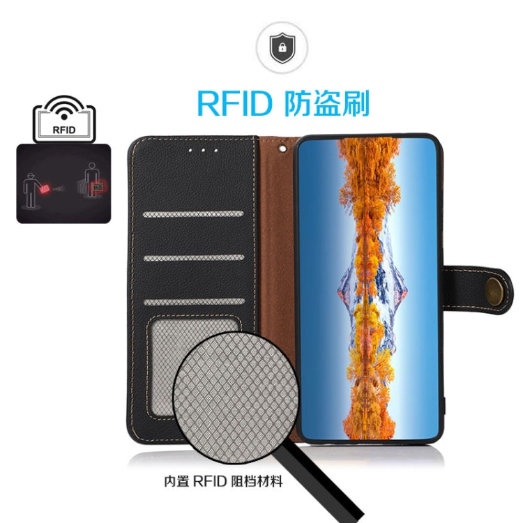 For Samsung Galaxy A23 5G KHAZNEH Custer Genuine Leather RFID Phone Case(Black) - Galaxy Phone Cases by buy2fix | Online Shopping UK | buy2fix