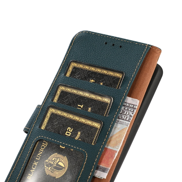For Samsung Galaxy A23 5G KHAZNEH Custer Genuine Leather RFID Phone Case (Green) - Galaxy Phone Cases by buy2fix | Online Shopping UK | buy2fix
