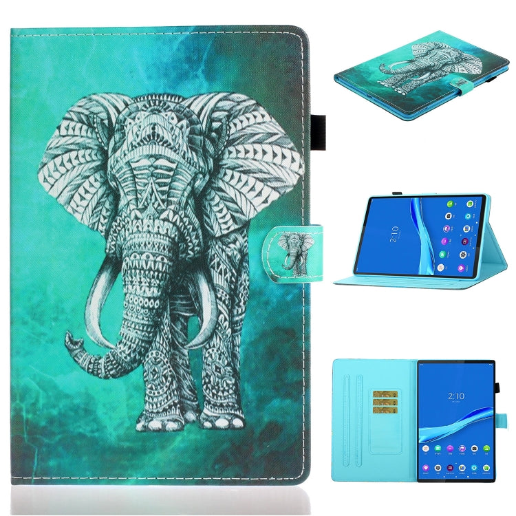 For Samsung Galaxy Tab A8 10.5 2021 Painted Left and Right Flat Leather Tablet Case(Elephant) by buy2fix