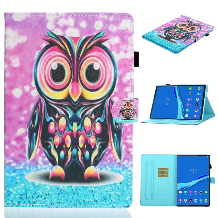 For Samsung Galaxy Tab A8 10.5 2021 Painted Left and Right Flat Leather Tablet Case(Owl) by buy2fix