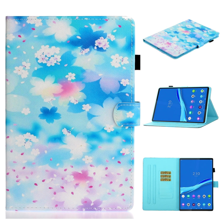 For Samsung Galaxy Tab A8 10.5 2021 Painted Left and Right Flat Leather Tablet Case(Petal Rain) by buy2fix