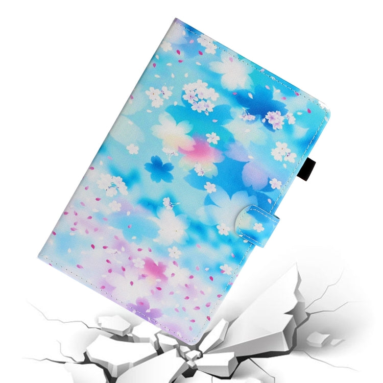 For Samsung Galaxy Tab A8 10.5 2021 Painted Left and Right Flat Leather Tablet Case(Petal Rain) by buy2fix