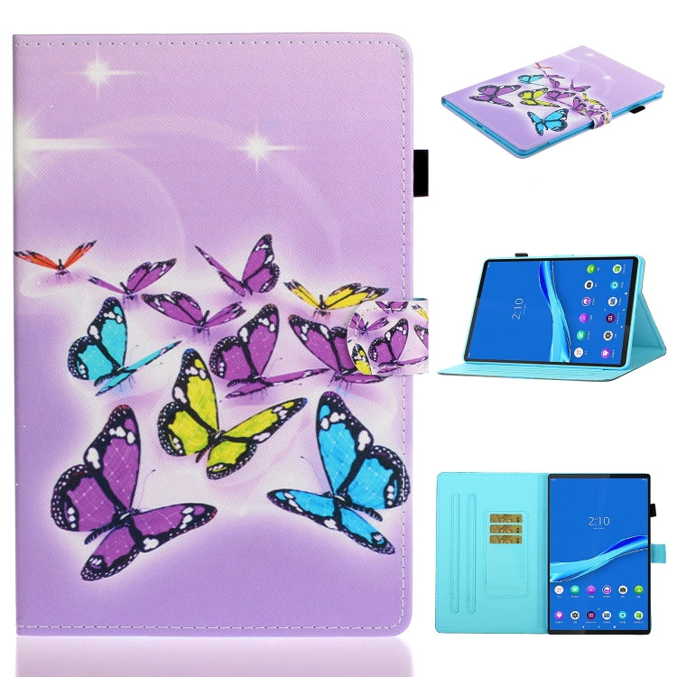 For Samsung Galaxy Tab A8 10.5 2021 Painted Left and Right Flat Leather Tablet Case(Butterfly) by buy2fix
