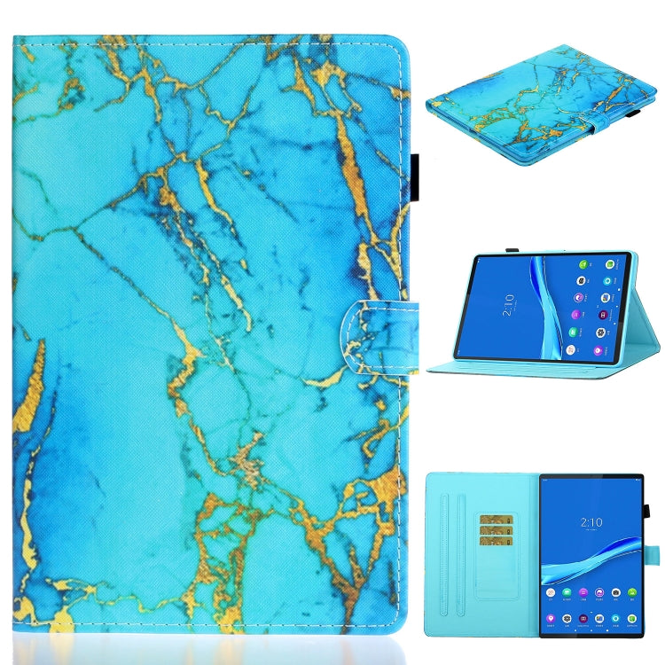 For Samsung Galaxy Tab A8 10.5 2021 Painted Left and Right Flat Leather Tablet Case(Gold Marble) by buy2fix