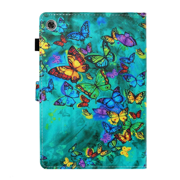 For Samsung Galaxy Tab A8 10.5 2021 Coloured Drawing Stitching Leather Tablet Case(Green Butterfly) by buy2fix