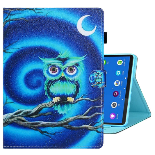 For Samsung Galaxy Tab A8 10.5 2021 Coloured Drawing Stitching Leather Tablet Case(Moon Owl) by buy2fix