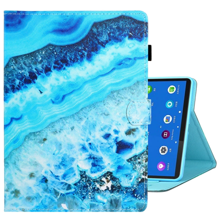 For Samsung Galaxy Tab A8 10.5 2021 Coloured Drawing Stitching Leather Tablet Case(Blue Marble) by buy2fix