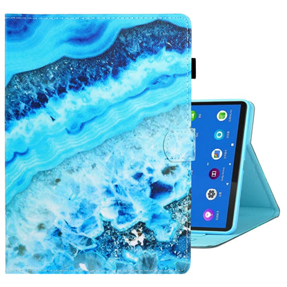 For Samsung Galaxy Tab A8 10.5 2021 Coloured Drawing Stitching Leather Tablet Case(Blue Marble) by buy2fix