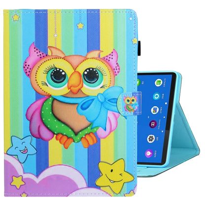 For Samsung Galaxy Tab A8 10.5 2021 Coloured Drawing Stitching Leather Tablet Case(Rainbow Owl) by buy2fix