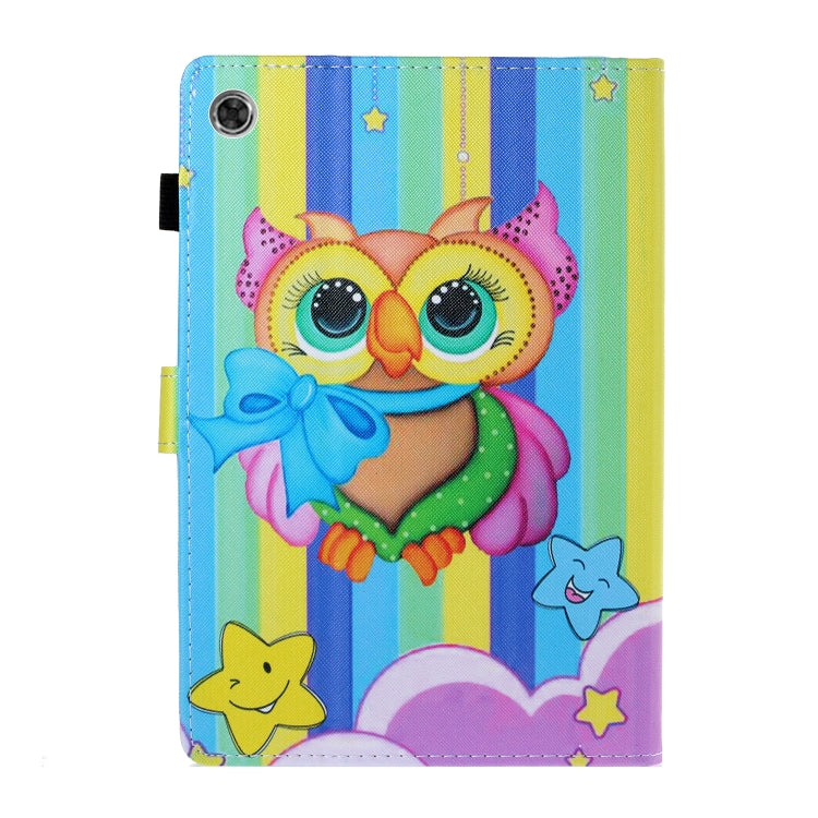 For Samsung Galaxy Tab A8 10.5 2021 Coloured Drawing Stitching Leather Tablet Case(Rainbow Owl) by buy2fix