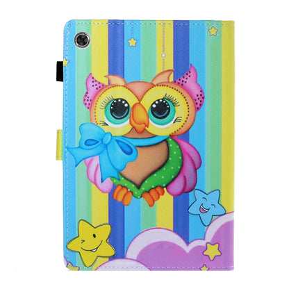 For Samsung Galaxy Tab A8 10.5 2021 Coloured Drawing Stitching Leather Tablet Case(Rainbow Owl) by buy2fix