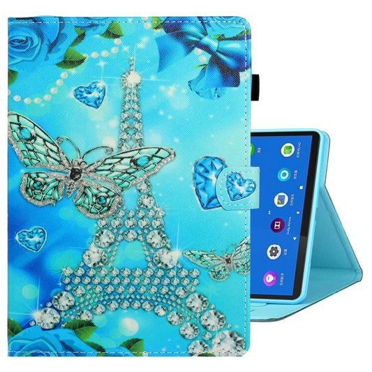 For Samsung Galaxy Tab A8 10.5 2021 Coloured Drawing Stitching Leather Tablet Case(Butterfly Tower) by buy2fix