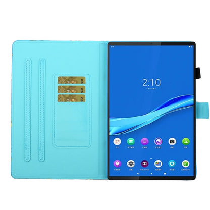 For Samsung Galaxy Tab A8 10.5 2021 Coloured Drawing Stitching Leather Tablet Case(Butterfly Tower) by buy2fix