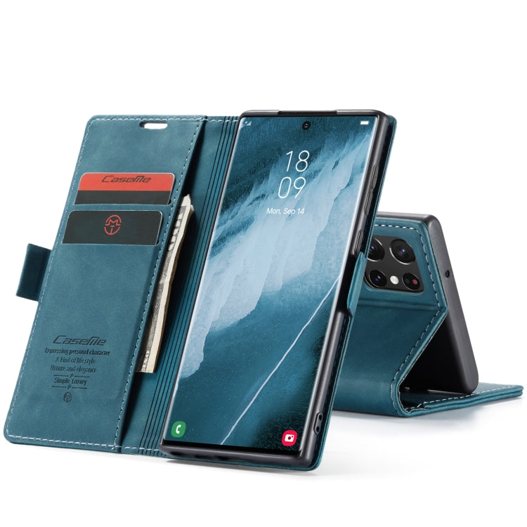For Samsung Galaxy S22 Ultra 5G CaseMe 013 Multifunctional Leather Phone Case(Blue) by CaseMe