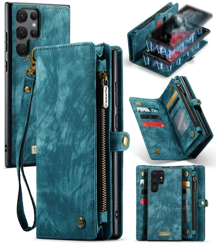 For Samsung Galaxy S22 Ultra 5G CaseMe-008 Detachable Multifunctional Horizontal Flip Leather Case(Green) - Galaxy S22 Ultra 5G Cases by CaseMe | Online Shopping UK | buy2fix