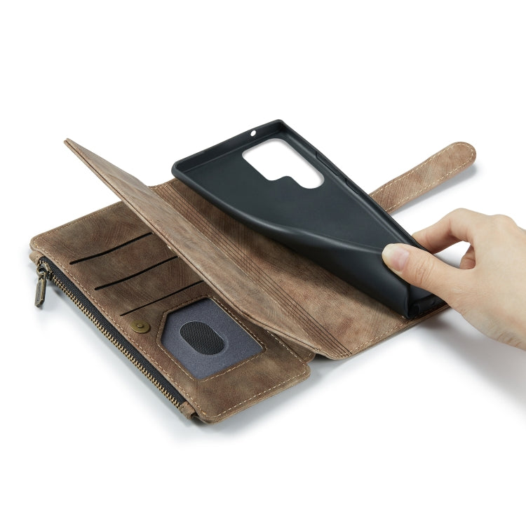 For Samsung Galaxy S22 Ultra 5G CaseMe C30 Multifunctional Phone Leather Case with Holder & Card Slot & Wallet(Brown) - Galaxy S22 Ultra 5G Cases by CaseMe | Online Shopping UK | buy2fix